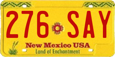 NM license plate 276SAY