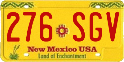 NM license plate 276SGV