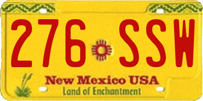 NM license plate 276SSW