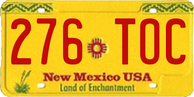 NM license plate 276TOC