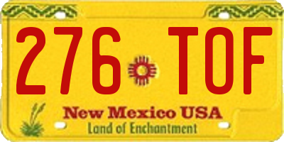 NM license plate 276TOF