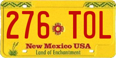 NM license plate 276TOL
