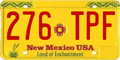 NM license plate 276TPF