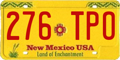 NM license plate 276TPO