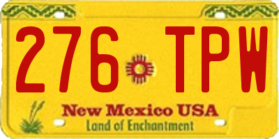 NM license plate 276TPW