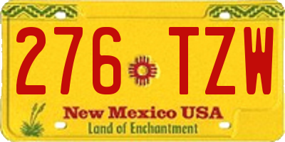 NM license plate 276TZW