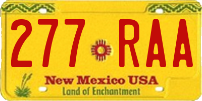 NM license plate 277RAA