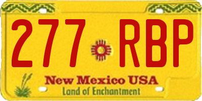 NM license plate 277RBP