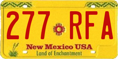 NM license plate 277RFA
