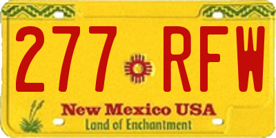 NM license plate 277RFW
