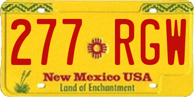 NM license plate 277RGW