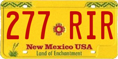 NM license plate 277RIR