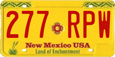NM license plate 277RPW