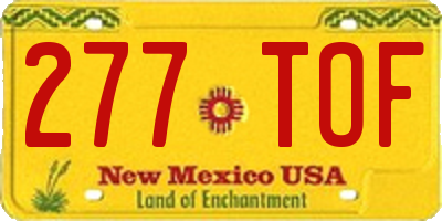 NM license plate 277TOF