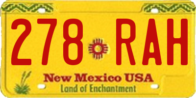 NM license plate 278RAH