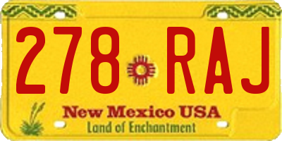 NM license plate 278RAJ