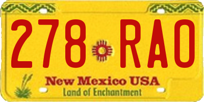 NM license plate 278RAO