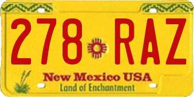 NM license plate 278RAZ