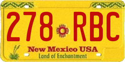 NM license plate 278RBC