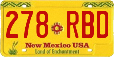 NM license plate 278RBD