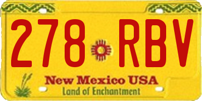 NM license plate 278RBV