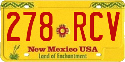 NM license plate 278RCV