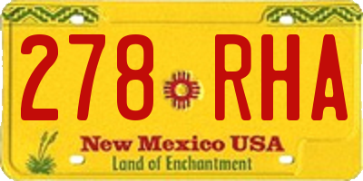 NM license plate 278RHA