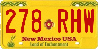 NM license plate 278RHW