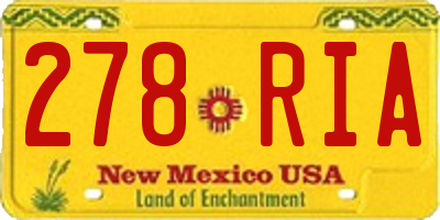 NM license plate 278RIA