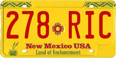 NM license plate 278RIC