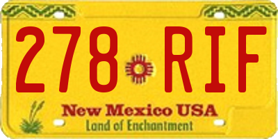 NM license plate 278RIF