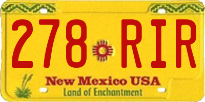 NM license plate 278RIR