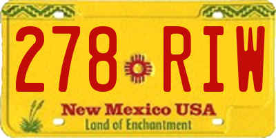 NM license plate 278RIW