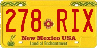 NM license plate 278RIX