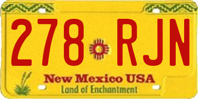 NM license plate 278RJN