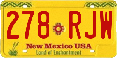 NM license plate 278RJW