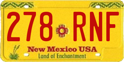 NM license plate 278RNF