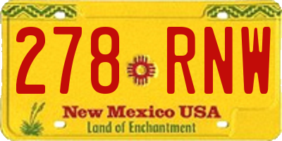 NM license plate 278RNW