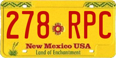 NM license plate 278RPC