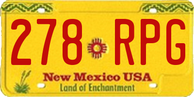 NM license plate 278RPG
