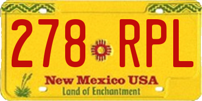 NM license plate 278RPL