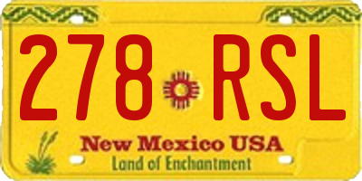 NM license plate 278RSL