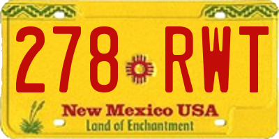 NM license plate 278RWT