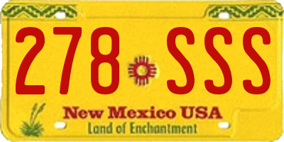 NM license plate 278SSS