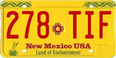 NM license plate 278TIF