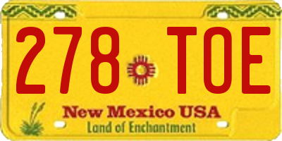 NM license plate 278TOE