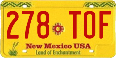 NM license plate 278TOF