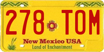 NM license plate 278TOM