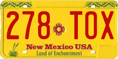 NM license plate 278TOX