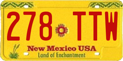 NM license plate 278TTW